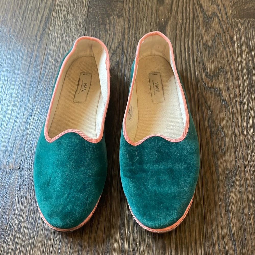 Viani Venetian Slippers Size 38 Green Velvet